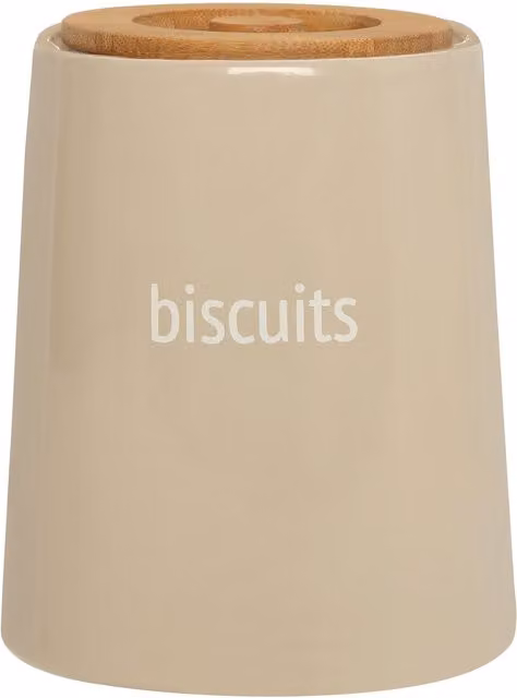 Orsina Chic Design Beige and Brown Ceramic Biscuit Canister with Bamboo Lid