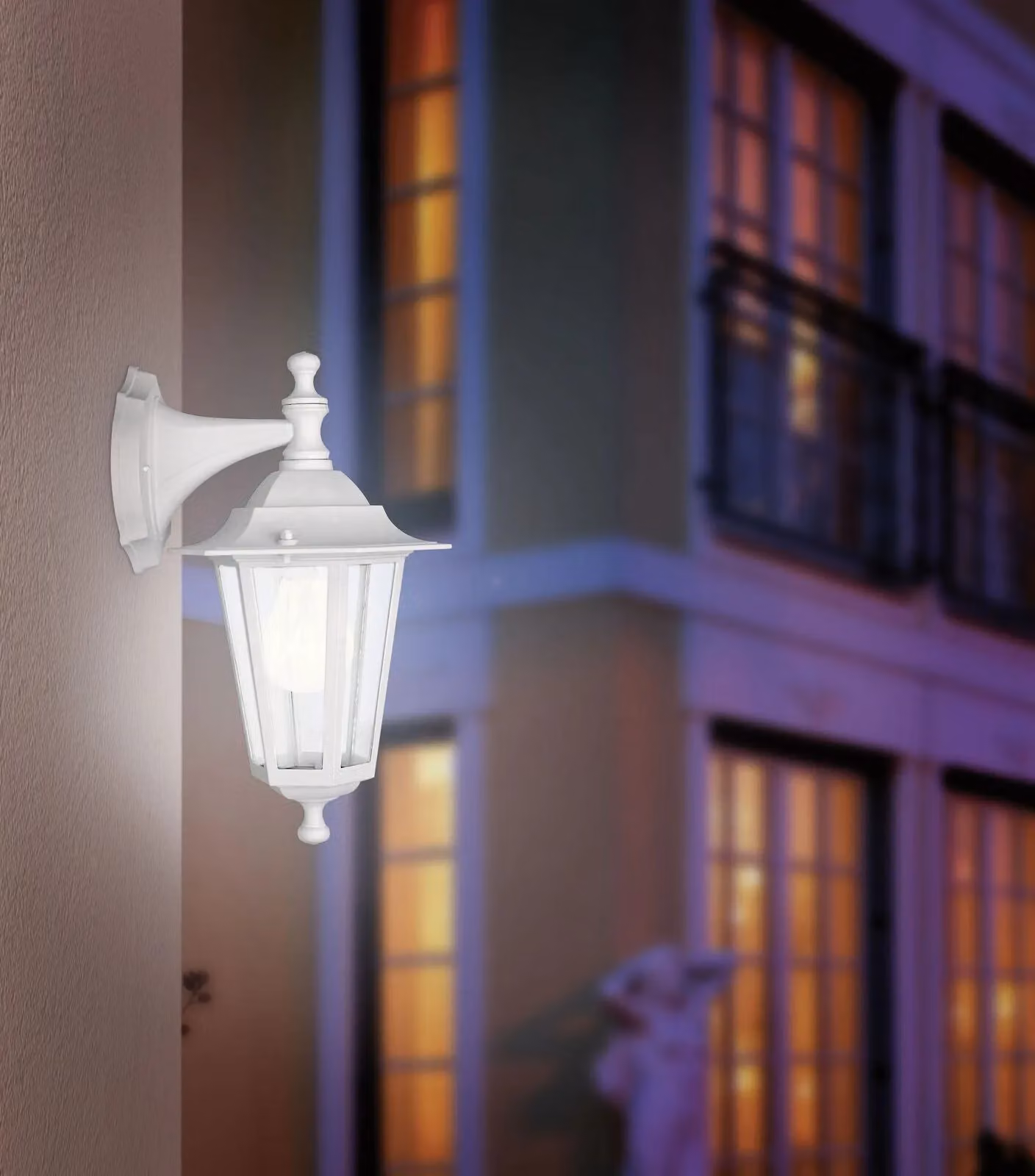 Loops 2 Pack White Aluminium IP44 Outdoor Wall Lanterns for Garden and Porch with E27 Socket – 2