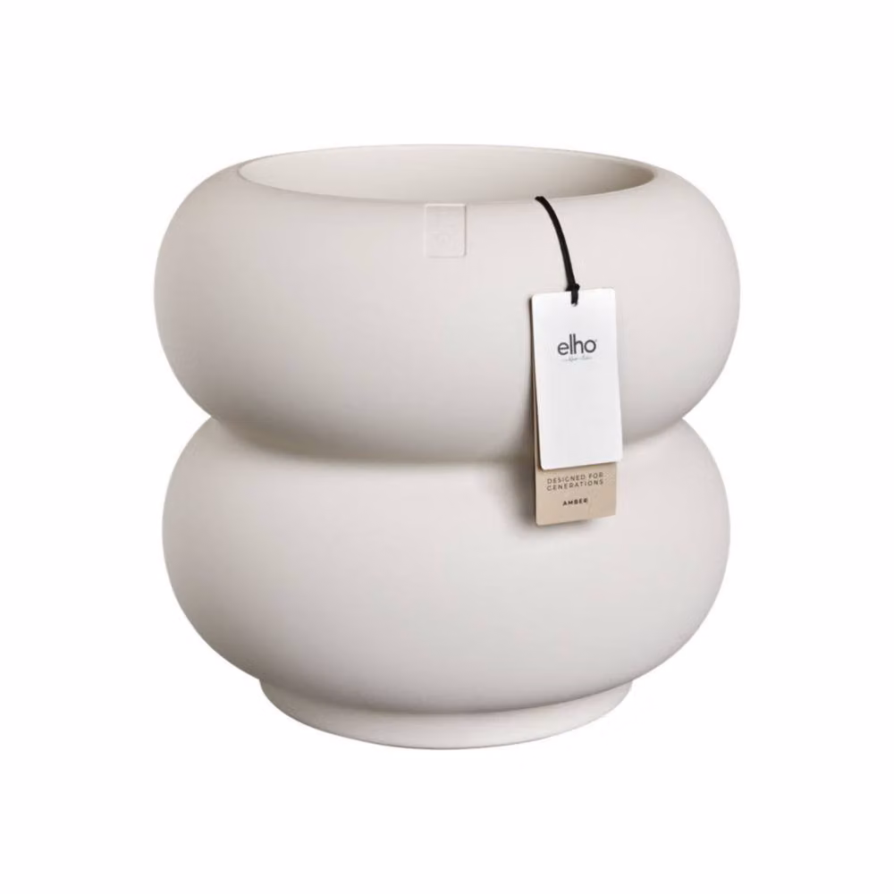 Charles Bentley Elho Amber Roll Low 43 Round Planter, White, for Indoor and Outdoor Use – 4