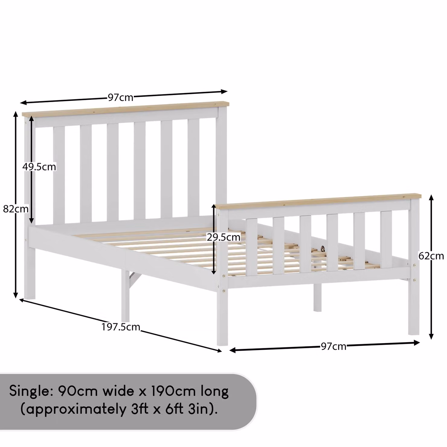 Vida Designs Milan Single Solid Wood Bed Frame in White – 2