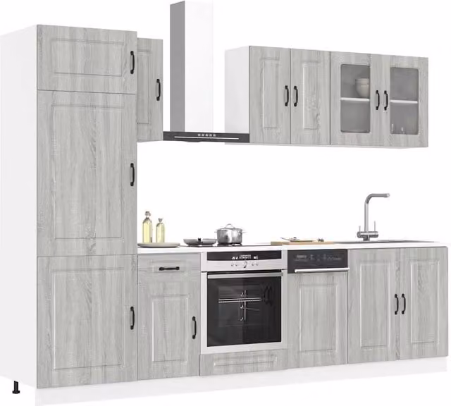 Berkfield Home Kalmar 8 Piece Modern Grey Kitchen Cabinet Set