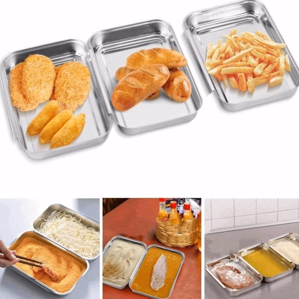 SPETLEK 3-Piece Interlocking Stainless Steel Breading Tray in Silver – 2