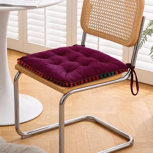 Livingandhome Square Padded Polyester Chair Cushion, Pink/Red/Purple, W/D/H: 40 x 40 x 1 cm