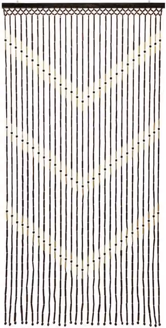 JVL Brown Bamboo Beaded Door Curtain with Down Arrow Design, H 180 cm x W 90 cm