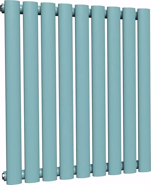 Lux Heat Oval Horizontal Coloured Steel Radiator in Caribbean Sea, W: 60 cm, H: 54 cm