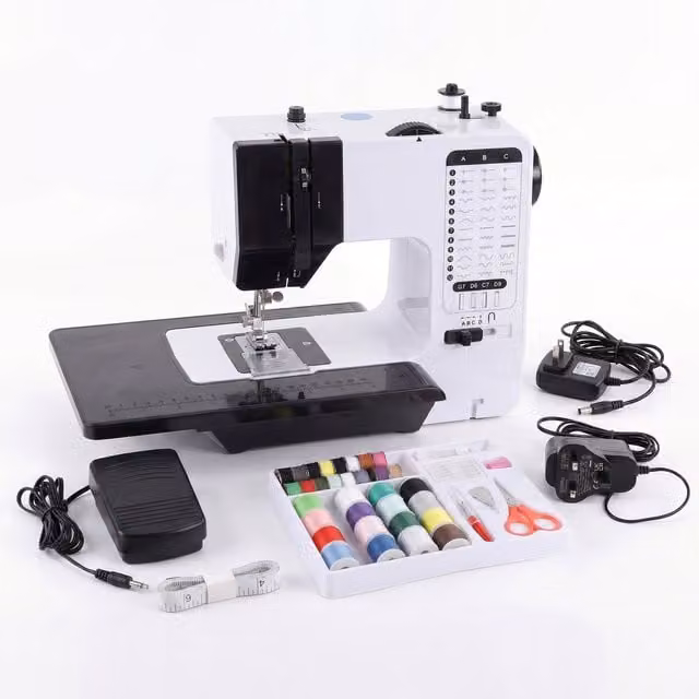 Spector Mini Portable Electric Sewing Machine DIY Household Sewing Kit with Pedal, White