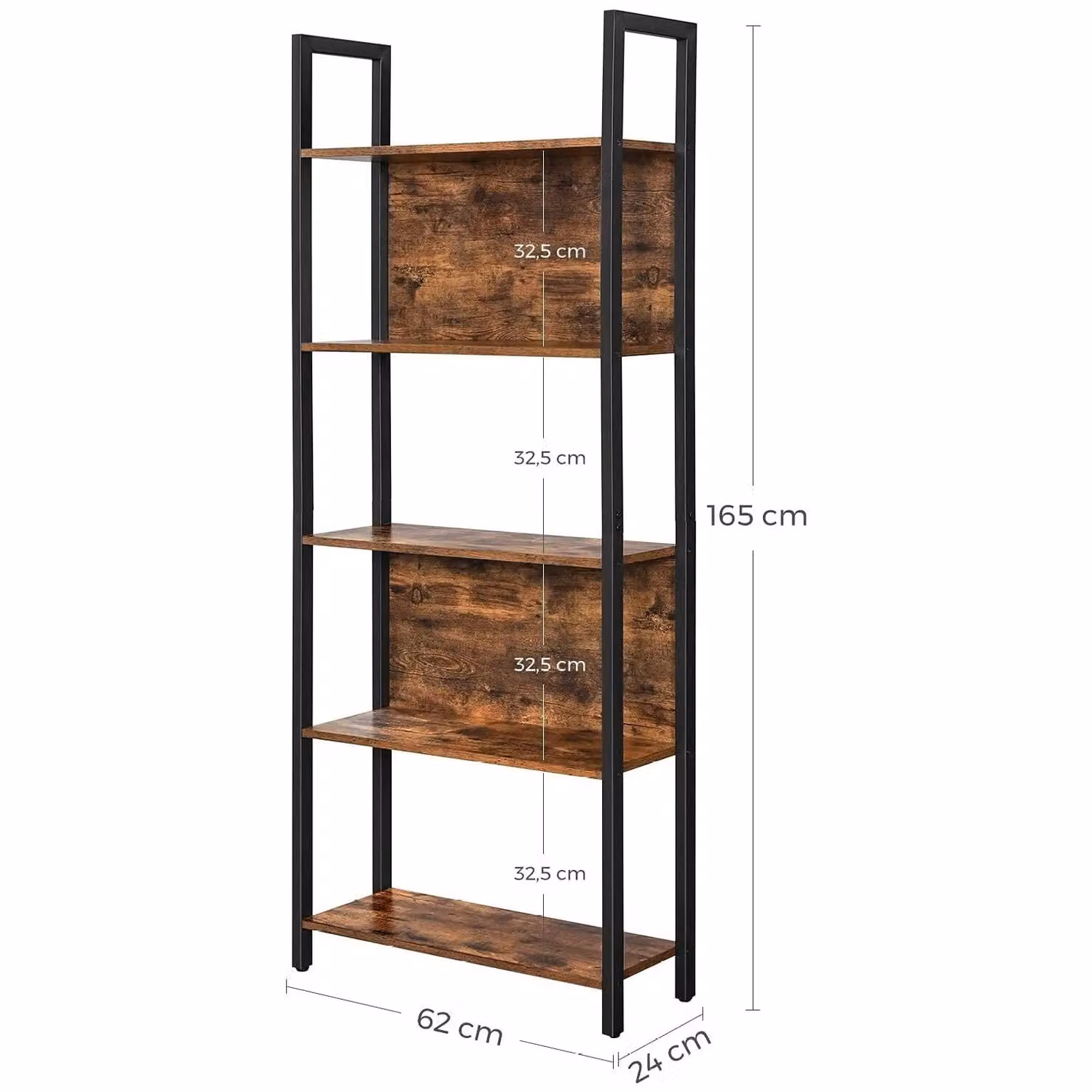 VASAGLE 5-Tier Industrial Storage Shelf with Steel Frame in Brown and Black – 3