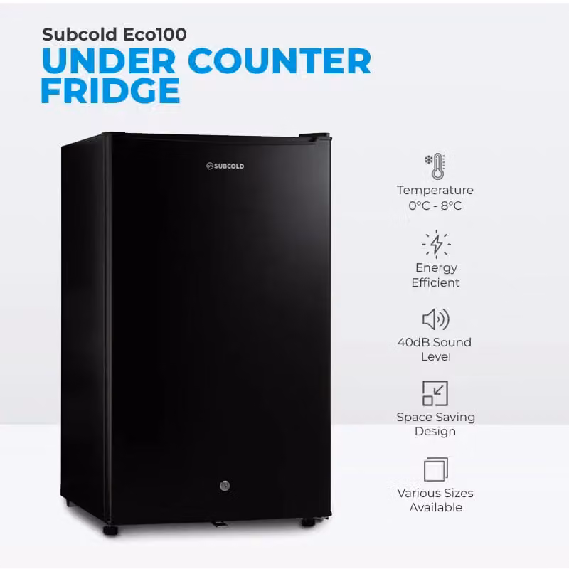Subcold 100L Undercounter Compressor Fridge in Black with Lockable Door and Zero Degree Zone – 2