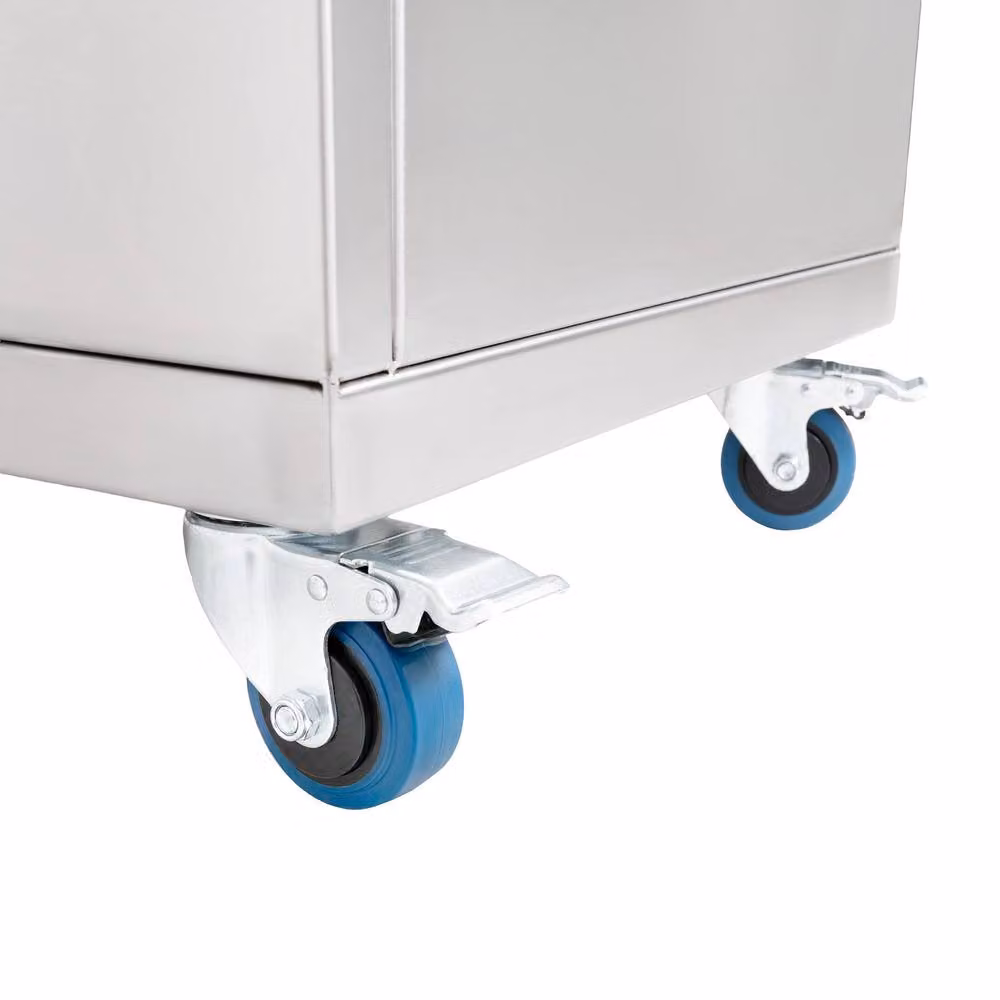 Monstershop Mobile Cocktail Bar Station and Ice Cart in Silver, W/D/H: 80 x 80 x 80 cm – 3