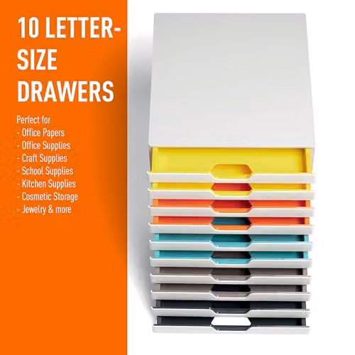 Durable VARICOLOR MIX 10 Drawer Unit Desktop Drawer Set in White and Multicolour – 3