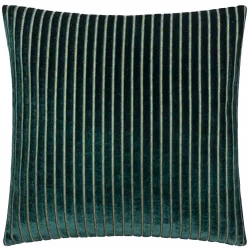 Paoletti Savoy Stripe Velvet Cushion in Green, W/D/H: 50 x 50 x 50 cm – 1