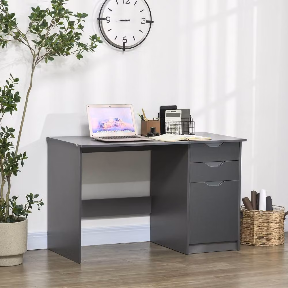 Rolipo Grey High Gloss Computer Desk with Drawer Unit, W: 120 cm, D: 60 cm – 3
