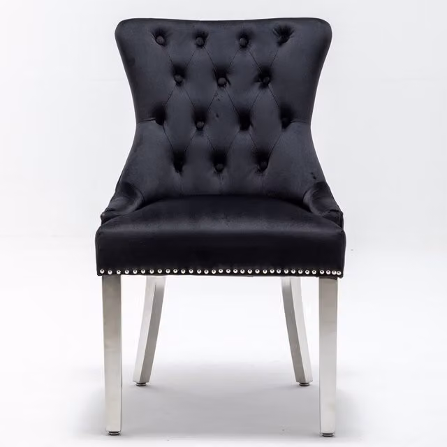 Modernique Nicole Velvet Chairs in Black, Set of 2