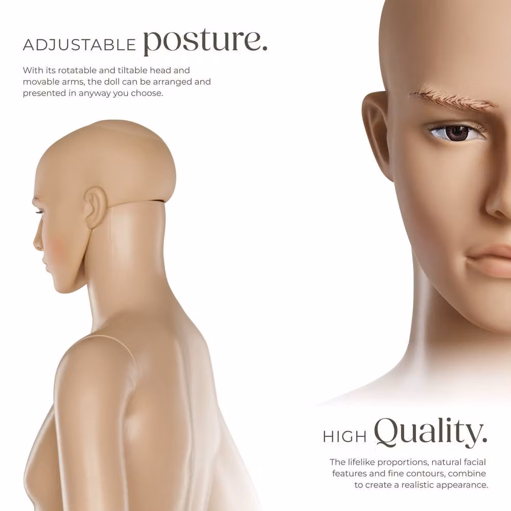 tectake Adjustable Full Body Male Mannequin in Beige – 3