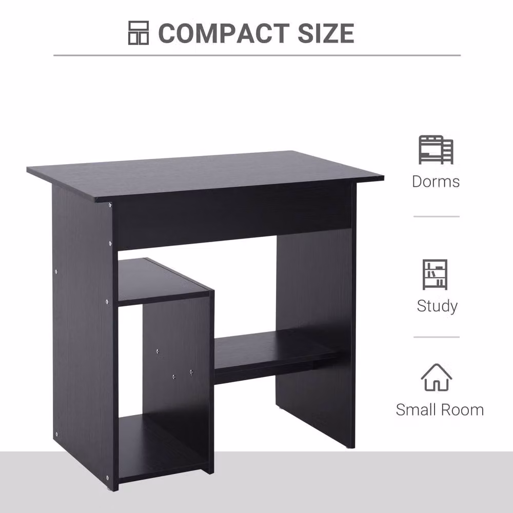 Wyld Haus Moke Black Corner Desk with Storage Shelves and Keyboard Tray W: 80 cm – 6