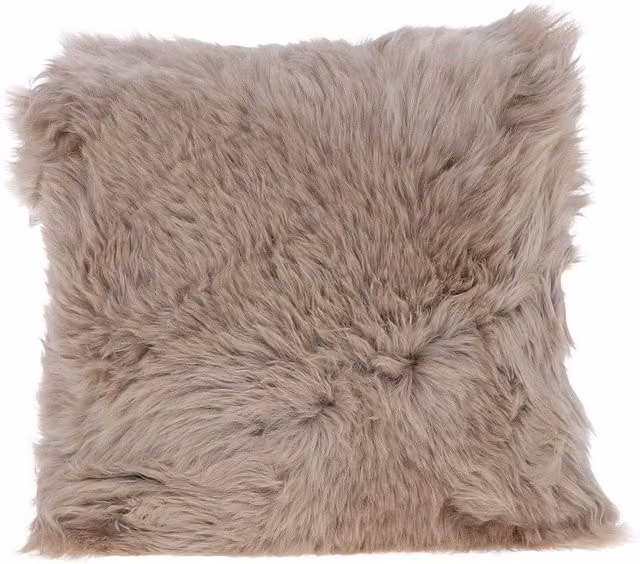 Fenland England Real Lambskin Sheepskin Cushion, Square, Beige and Brown