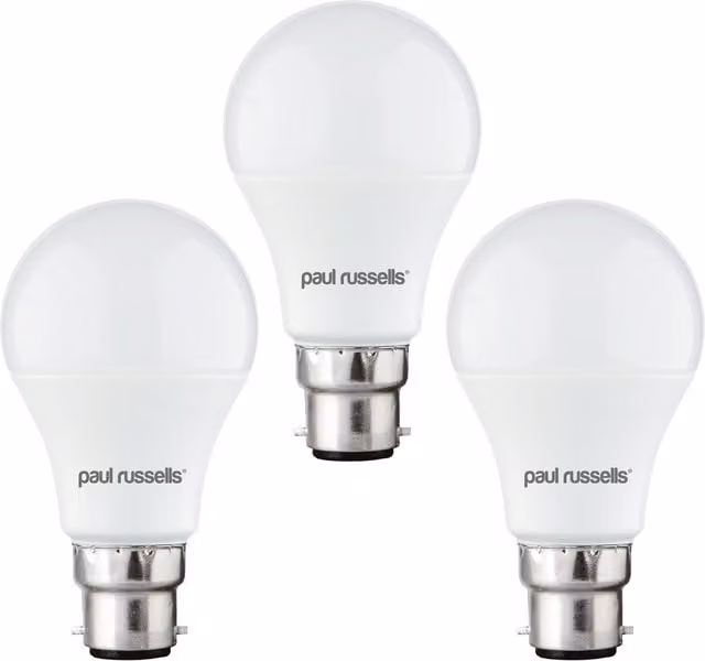 Paul Russells 60W LED Globe Bulb, B22, 6500K Daylight Cool White, Pack of 3