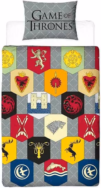 Game of Thrones House of the Dragon Reversible Single Duvet Set and Pillowcase, Multicolour Polyester