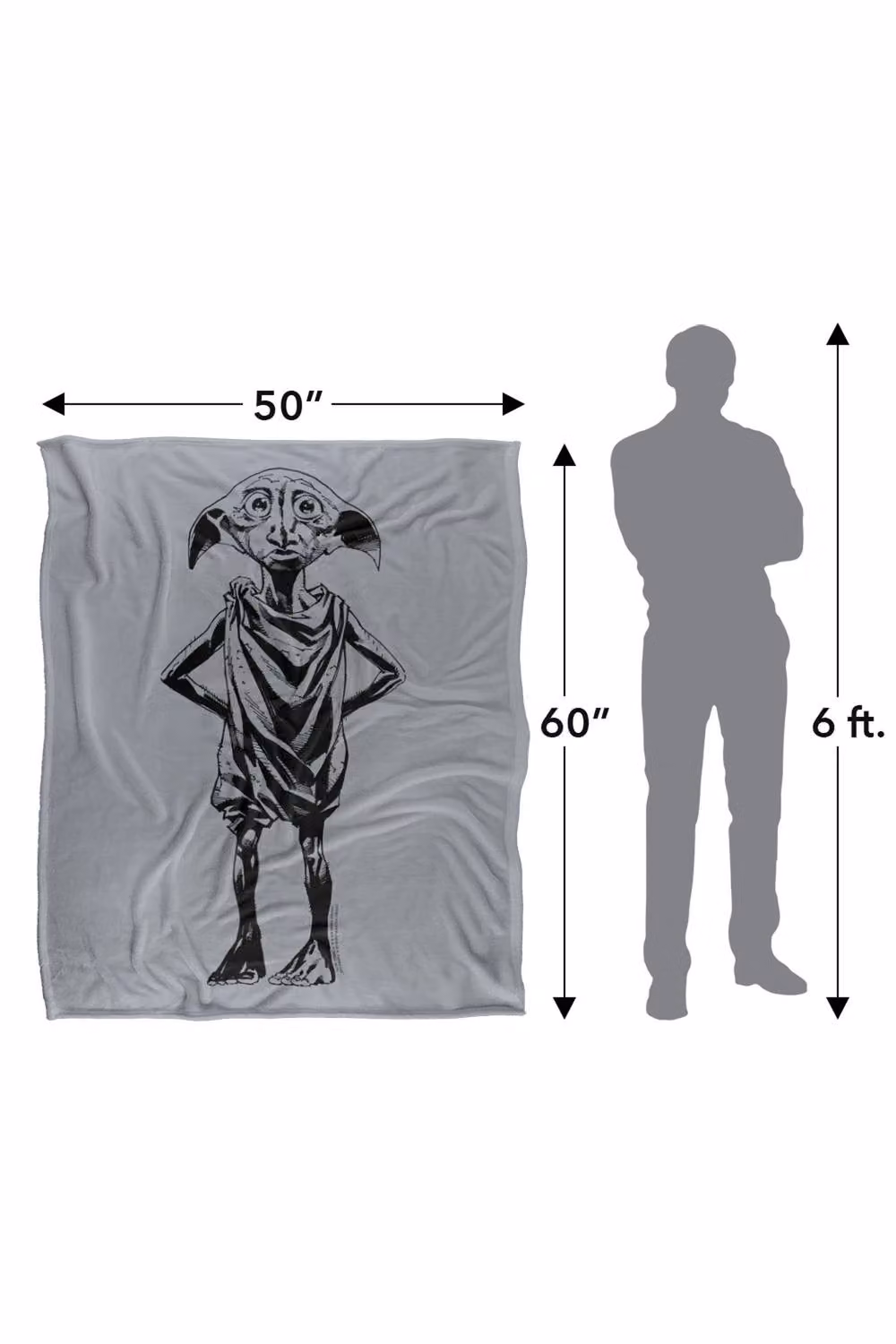Warner Bros. Harry Potter Dobby Extra Large Fluffy Polyester Throw Blanket in Grey and Multicolour – 3