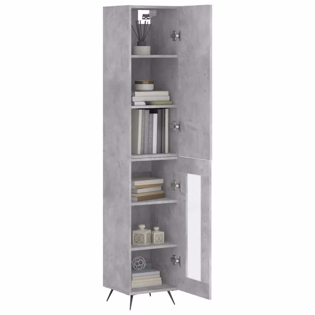 Berkfield Home Highboard in Concrete Grey, W/D/H: 34.5 x 34 x 180 cm – 2