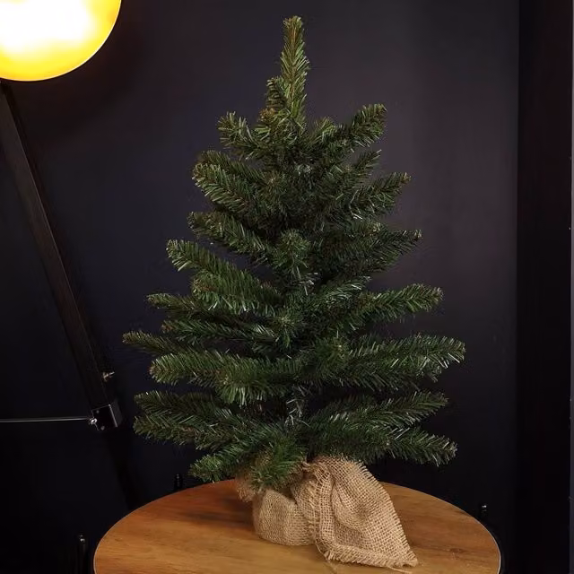 Samuel Alexander Mini Richmond Green Tabletop Christmas Tree with Burlap Base, Height: 60 cm – 2