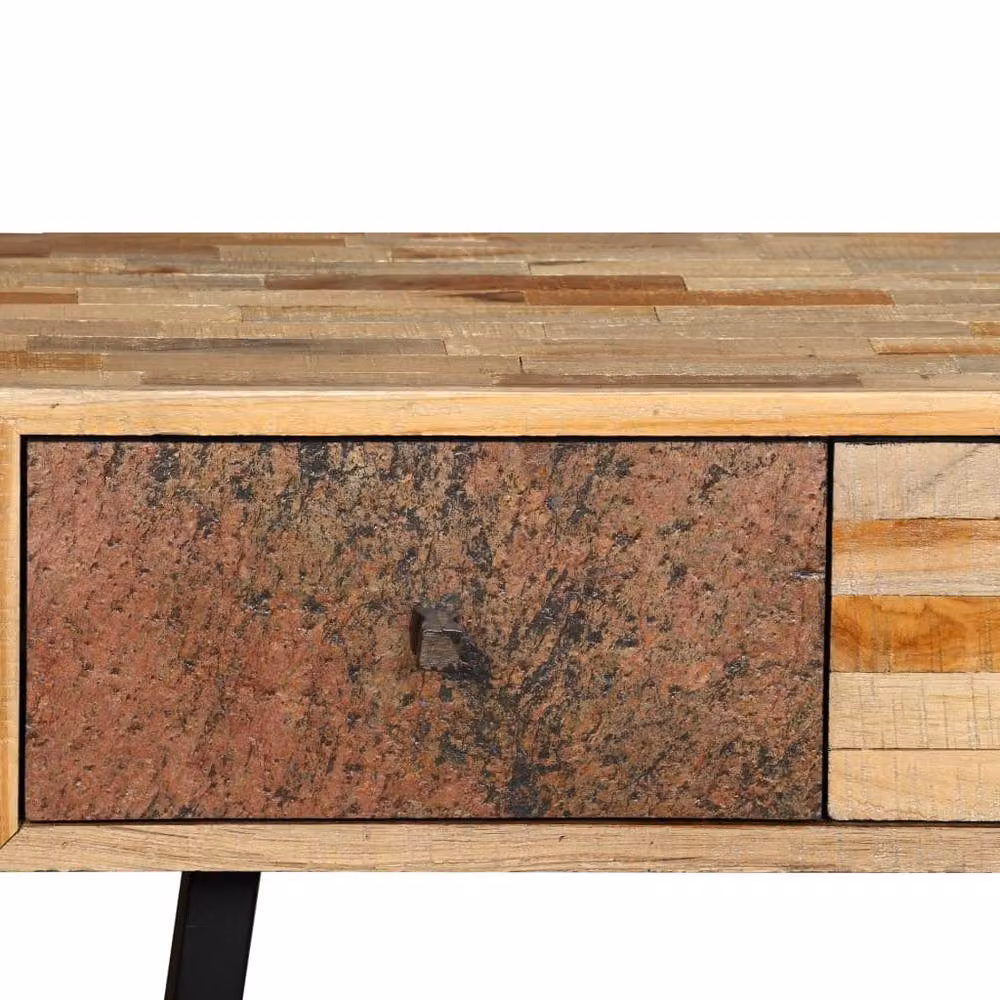 Berkfield Home Solid Reclaimed Teak Console Table, Brown and Multicolour, W/D/H: 120 x 30 x 76 cm – 3