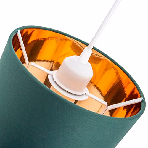 Happy Homewares Modern Round Cotton Fabric Drum Lamp Shade in Green with Copper Inner – 2