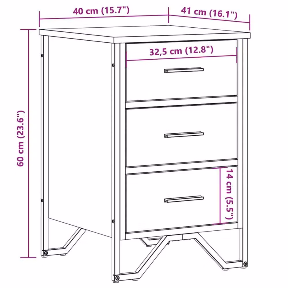 Berkfield Home Modern Bedside Cabinet in Smoked Oak Brown, W: 40 cm, D: 41 cm, H: 60 cm – 7