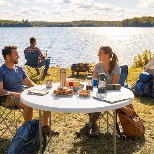 Outsunny White Folding Picnic Table with Non-Slip Foot Pads, W/D/H: 120 x 74 x 74 cm – 4