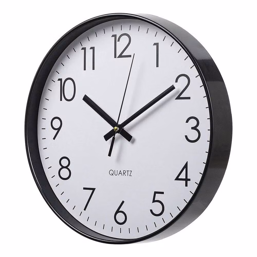 PAWNORA Modern Round Silent Quartz Wall Clock in Black, Diameter: 100 cm – 2