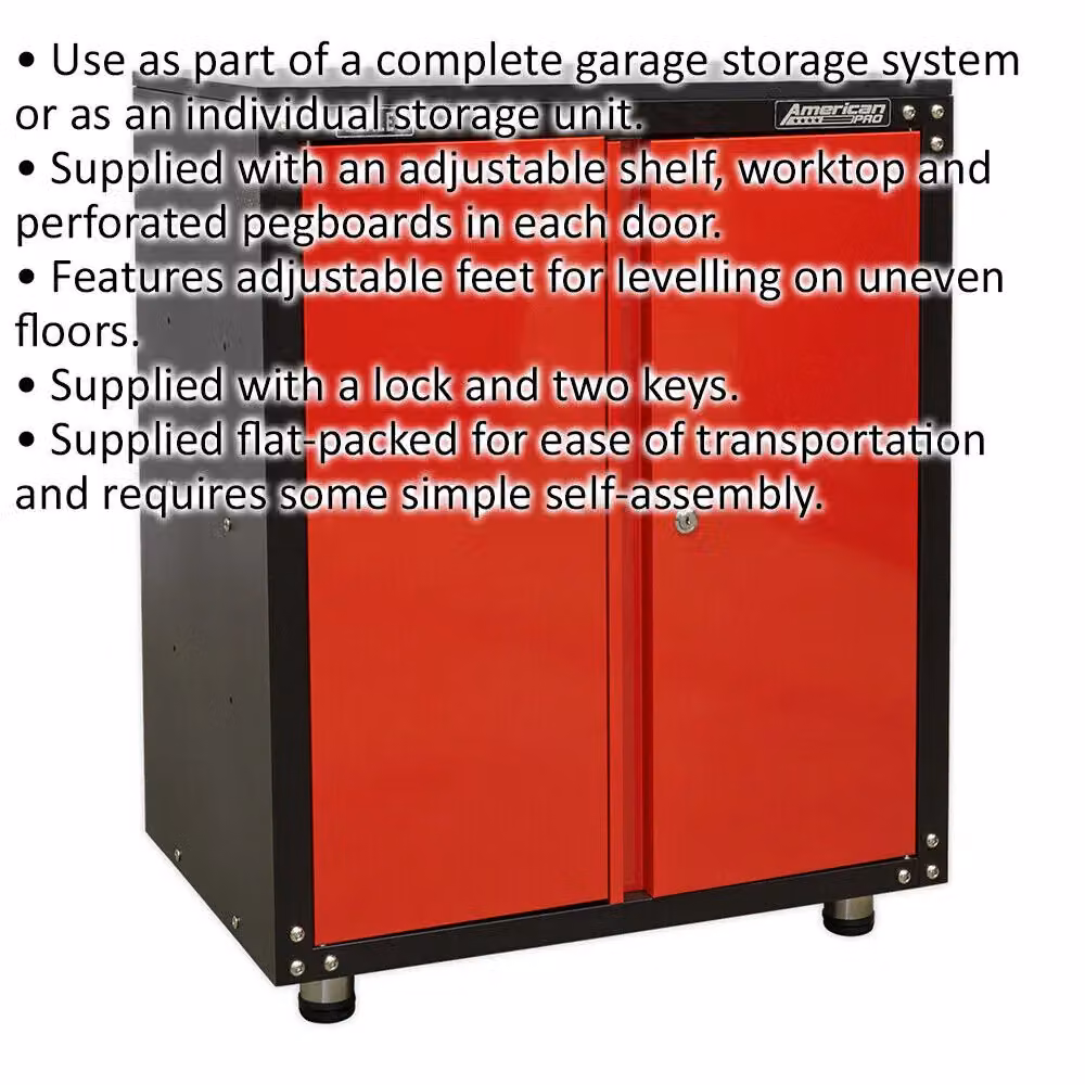 Loops Modular 2 Door Locking Cabinet with Worktop, Red/Multicolour, W/D/H: 66.5 x 46.0 x 82.0 cm – 2