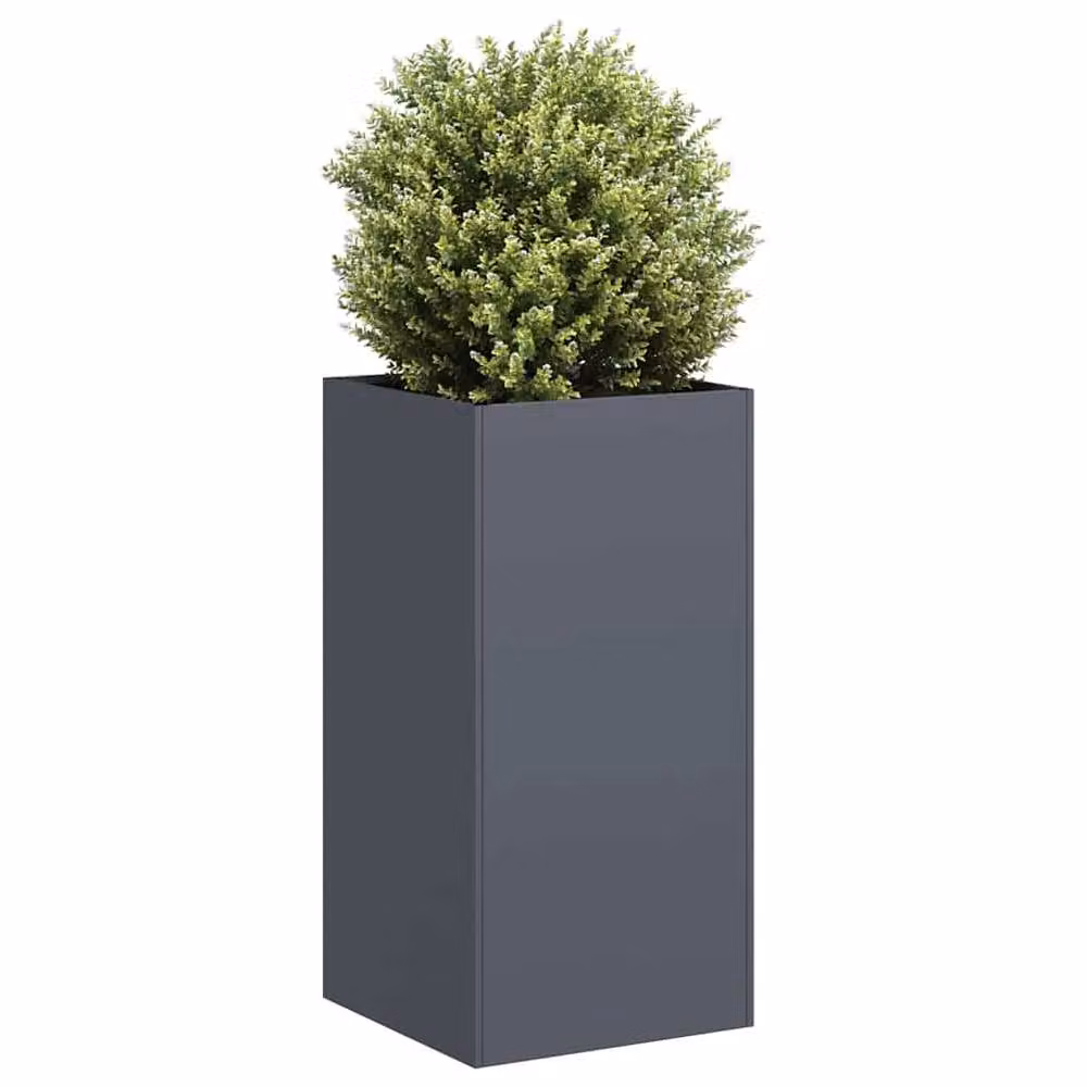 Berkfield Home Anthracite Steel Planter in Dark Grey, W/D/H: 40 x 40 x 80 cm – 2