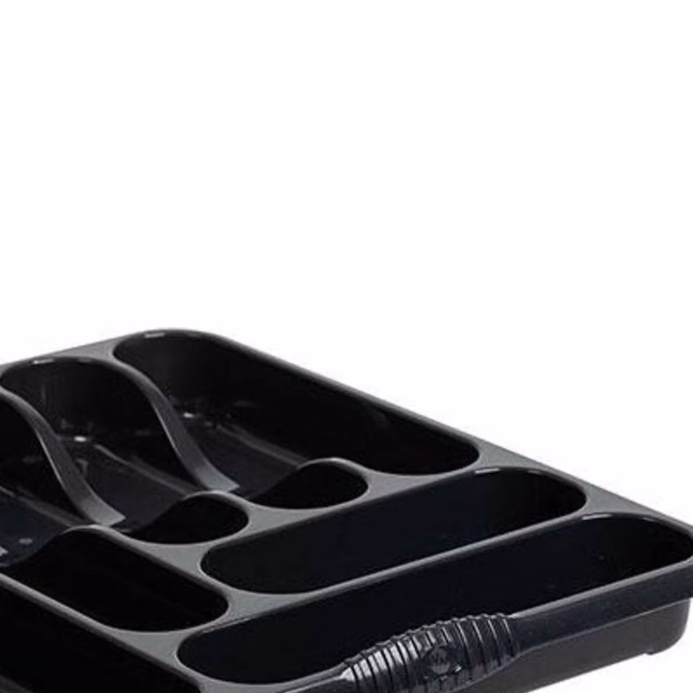 Casa Large Plastic Cutlery Tray with Compartments in Black – 2