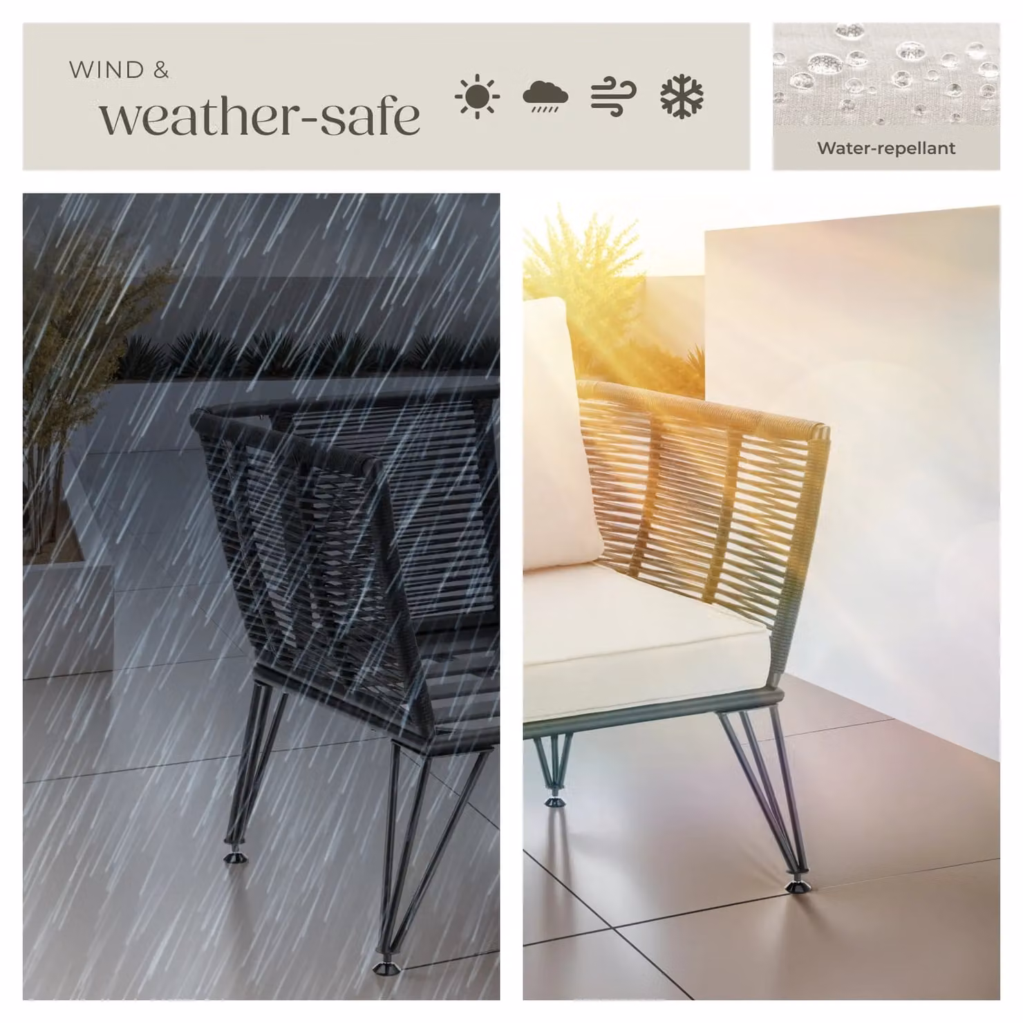 tectake Sundo 2 Seater Garden Chair with Armrests and Removable Weather-Resistant Cushions in Dark Grey – 6