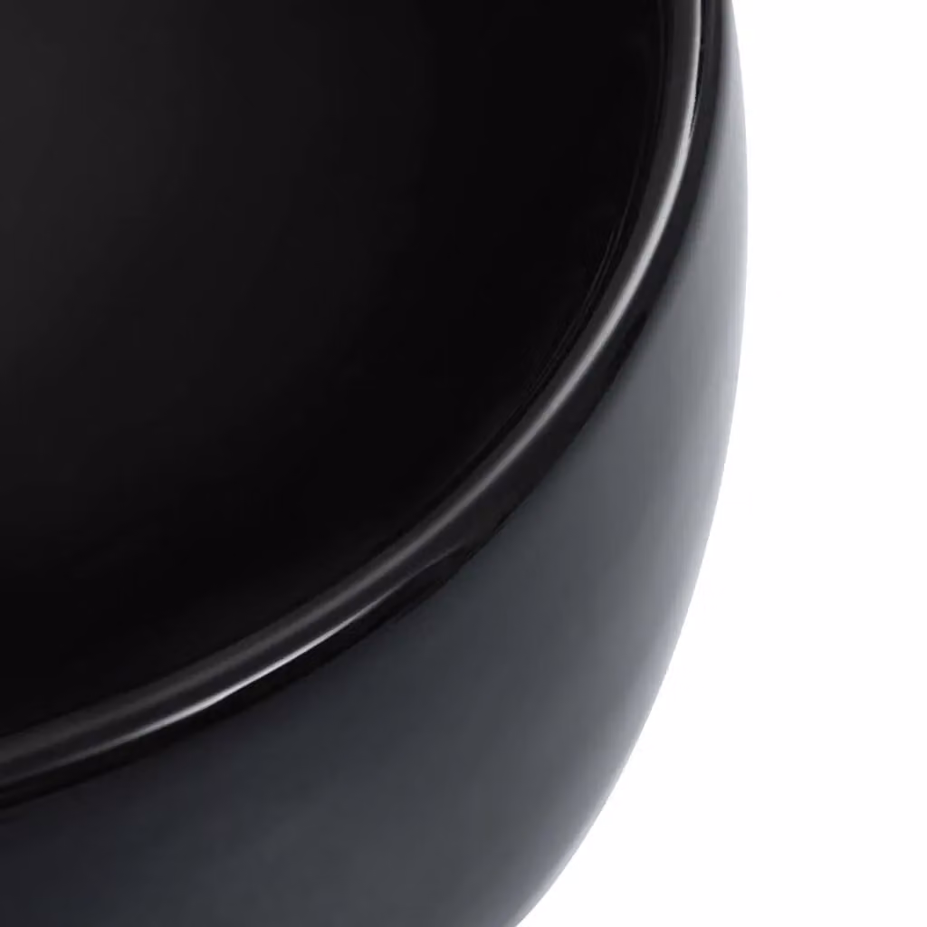 Berkfield Rectangular Ceramic Countertop Wash Basin in Black, W: 44.5 cm, D: 39.5 cm, H: 14.5 cm – 3