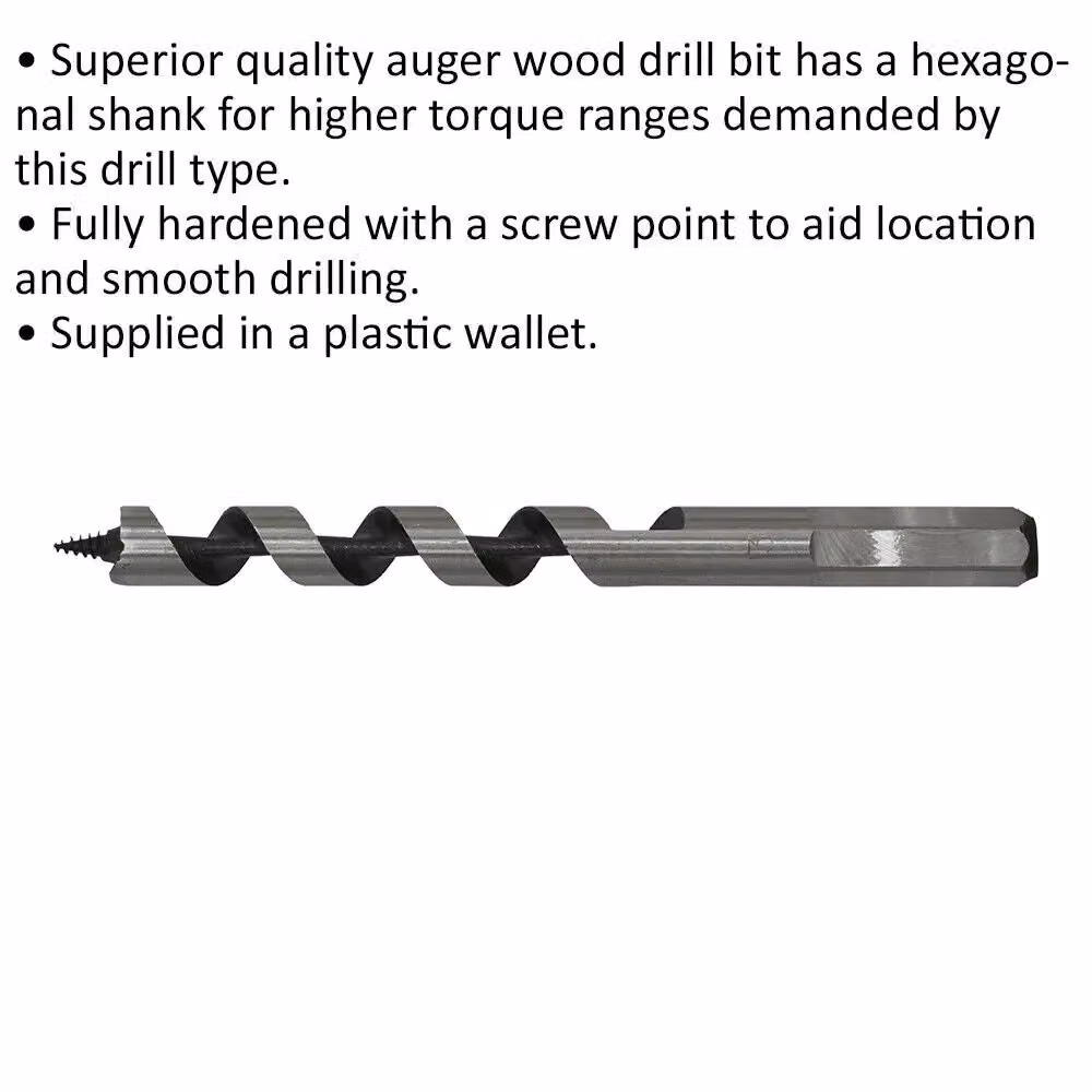 Loops Silver Hardened Auger Wood Drill Bit with Hexagonal Shank, Diameter: 13 mm, Length: 155 mm – 2