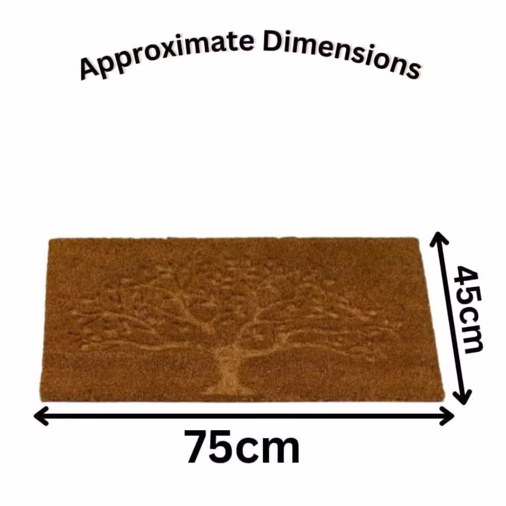 Marco Paul Heavy Duty Coir Door Mat with Brown Tree Design, W: 45 cm, D: 75 cm – 3