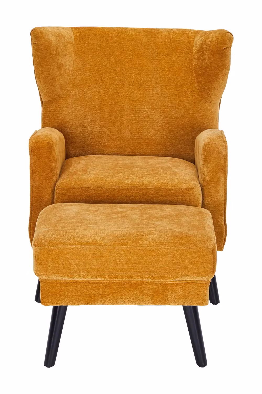 Living and Home Yellow Chenille Armchair with Footstool – 3