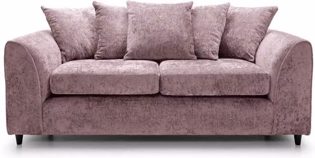 Furnishings For Less UK Monaco Pink Chenille Fabric 3 Seater Sofa with Scatter Back and Curved Arms