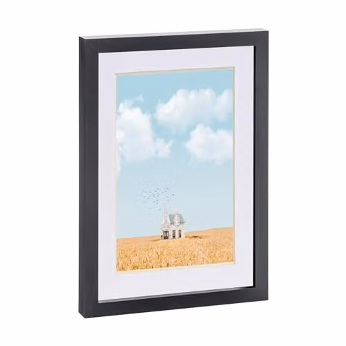 Nicola Spring A4 Black Rectangular Picture Frame with White Mount