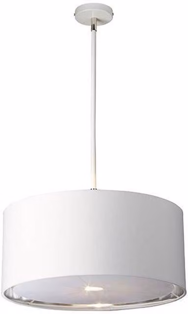 Elstead Balance 1 Round Ceiling Pendant Light in White and Silver with E27 Socket