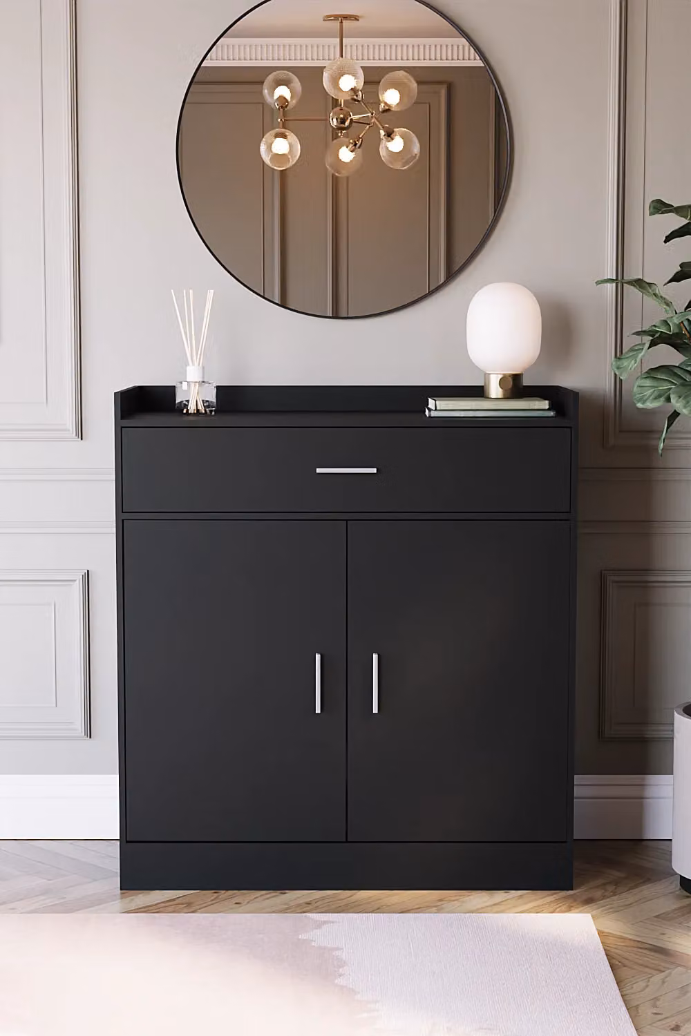 Vida Designs Dalby Modern 2 Door 1 Drawer Shoe Cabinet in Black – 7