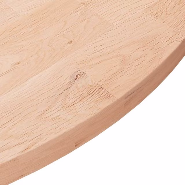 Berkfield Home Round Untreated Solid Oak Table Top in Natural, Diameter: 60 cm, Height: 2.5 cm