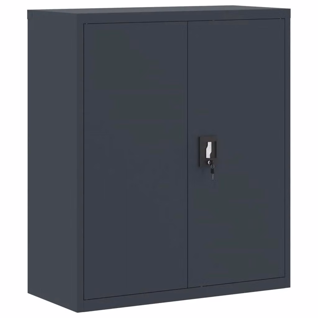Berkfield Home Anthracite Steel File Cabinet with Hinged Doors and Lock, W/D/H: 90 x 40 x 105 cm – 2