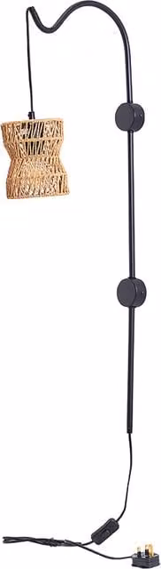 Lifeideas Boho Paper Rope Plug-In Wall Light in Brown and Black