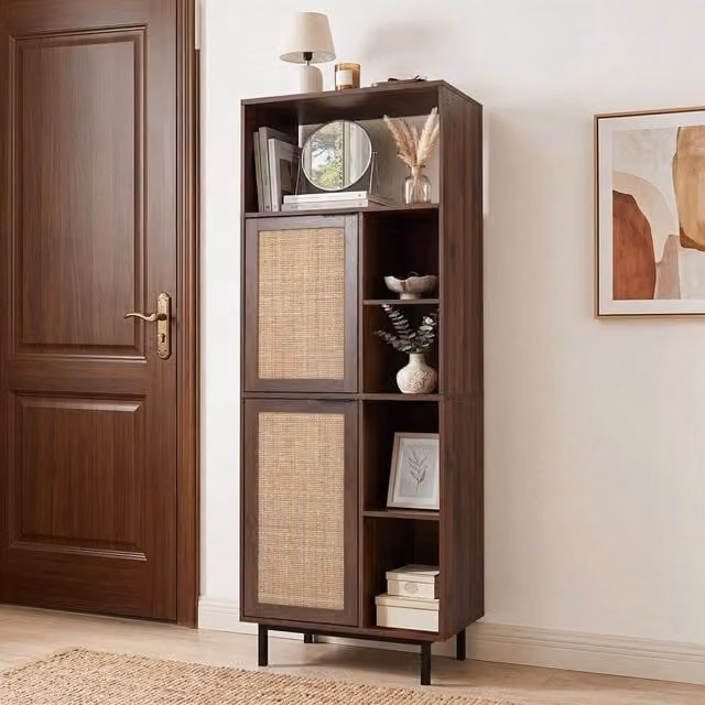 SPETLEK Brown Kitchen Floor Cabinet with Adjustable Shelves and Hinged Doors – 1