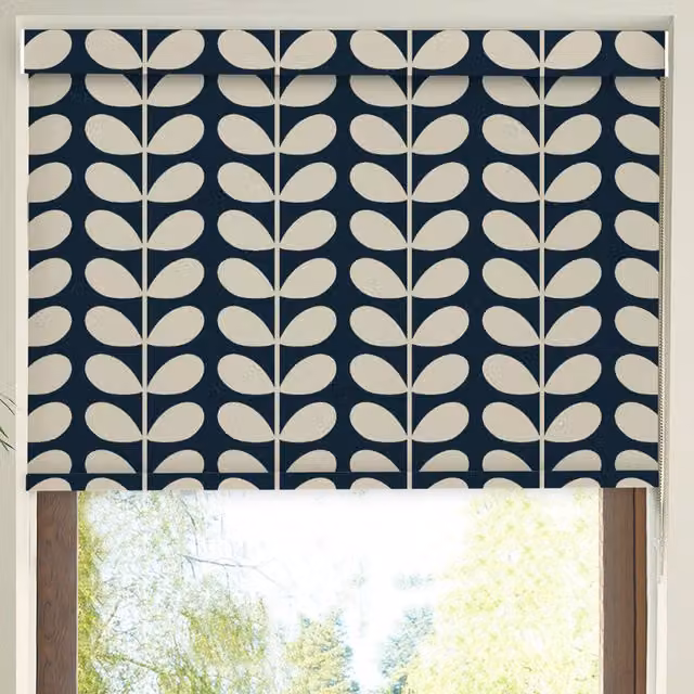 Orla Kiely Whale Pattern Made to Measure Translucent Roller Blind in Blue and Black
