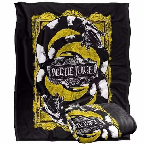 LOGOVISION Beetlejuice We Got Worms Super Soft Silky Touch Fleece Throw Blanket, Multicolour, W: 127 cm x L: 152.4 cm