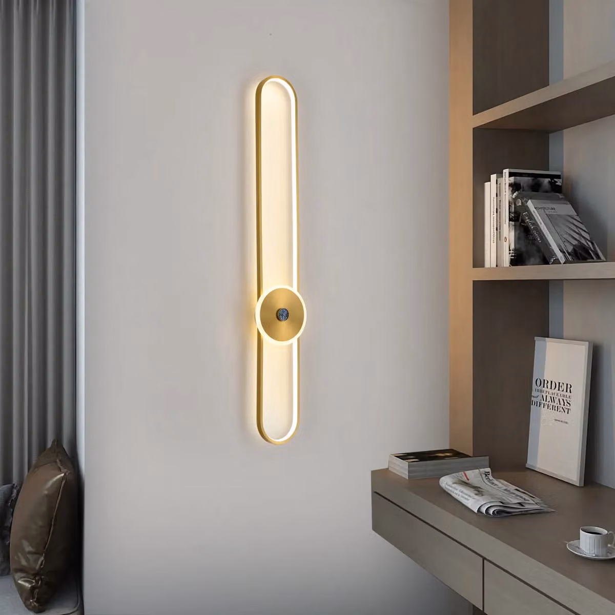 Garwarm Dimmable LED Gold Flush Mounted Oval Wall Sconce – 2