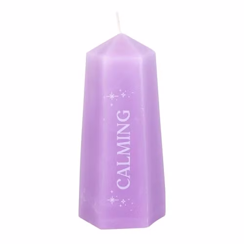 KDMD Purple Crystal Tower Candle with Hidden Amethyst, W/D/H: 15.5 x 7.5 x 7.5 cm